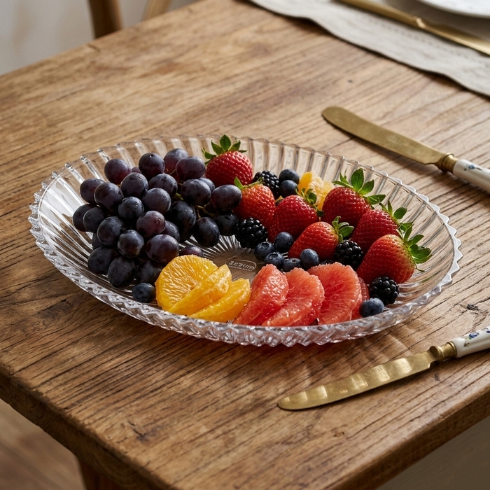 Platou, KAVEH, Sticla, 800 ml, Transparent, Santa, Rotunda, Platou