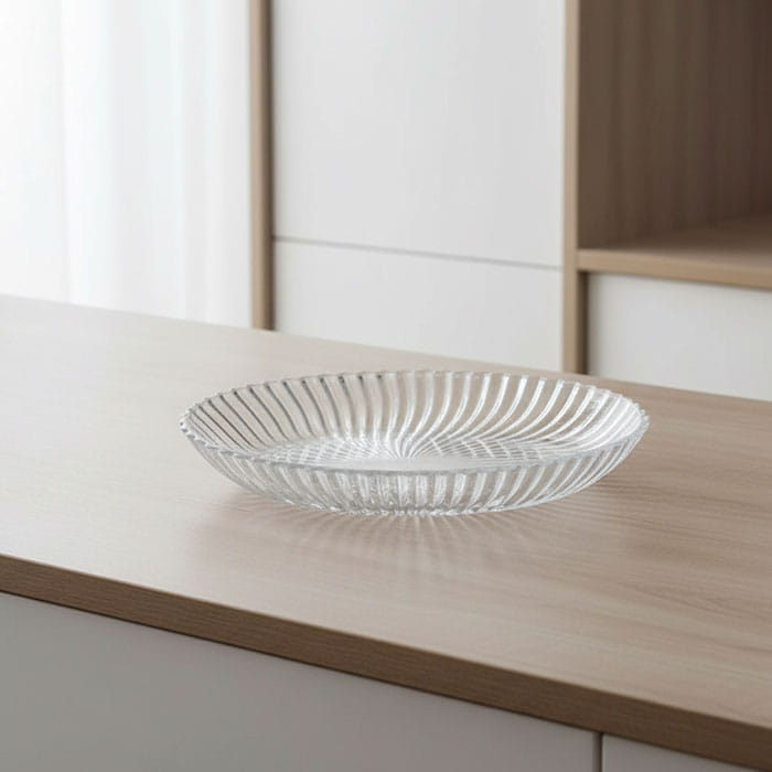 Platou, KAVEH, Sticla, 800 ml, Transparent, Santa, Rotunda, Platou