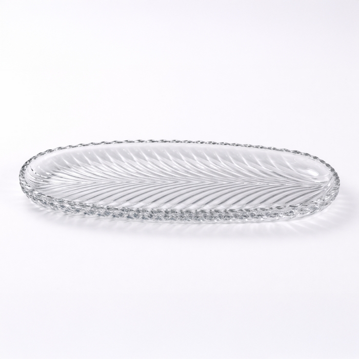 Platou, KAVEH, Sticla, 520 ml, Transparent, Santa, Dreptunghi rotunjit, Platou