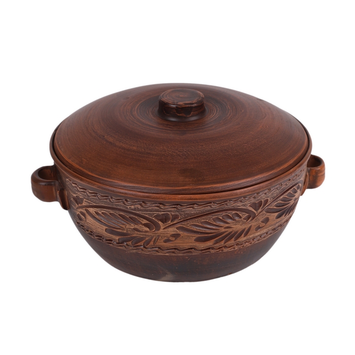Oven pot, ORIENS, Argila, 4 L, With lid, With handles