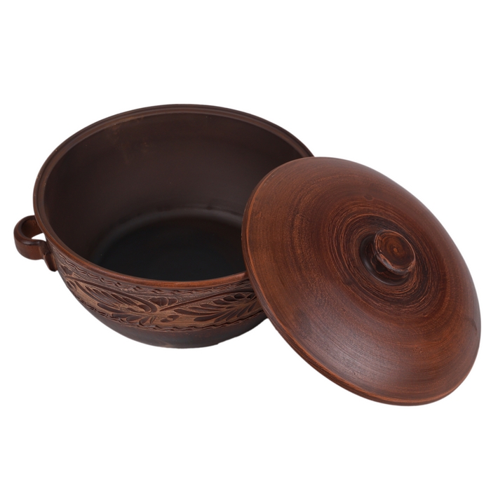 Oven pot, ORIENS, Argila, 4 L, With lid, With handles