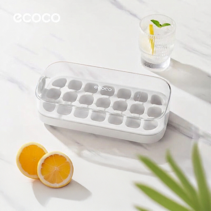 Forma gheata, ECOCO, Plastic, 21 compartimente, Cu capac