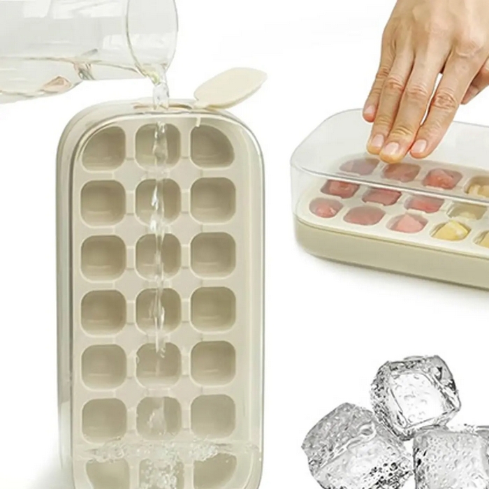 Forma gheata, ECOCO, Plastic, 21 compartimente, Cu capac