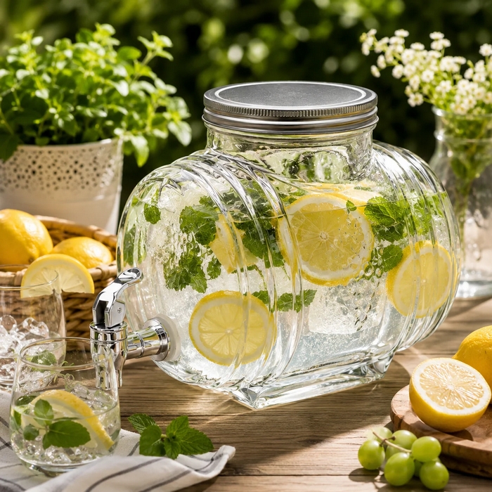 Recipient limonada, GS, Sticla, 8 L, Cu stativ