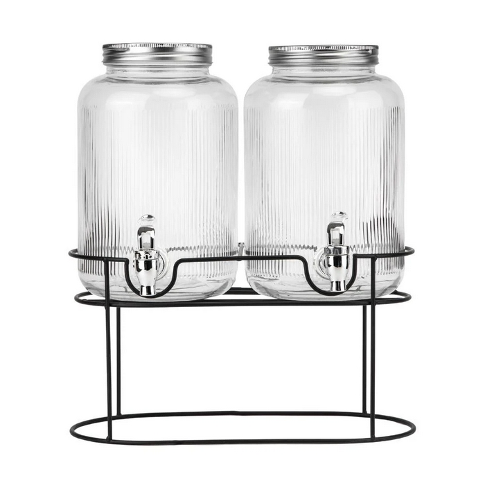 Set recipiente limonada, GS, 2 buc, Sticla, 3.8 L, Cu stativ