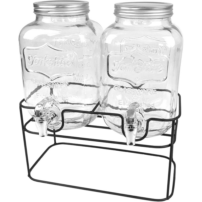 Set recipiente limonada, GS, 2 buc, Sticla, 5 L, Cu stativ