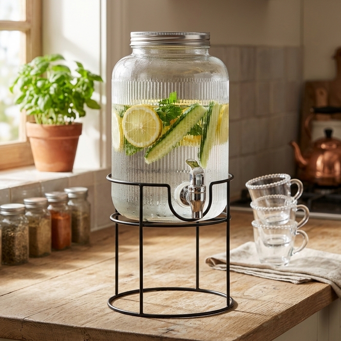 Recipient limonada, GS, Sticla, 5.5 L, Cu stativ