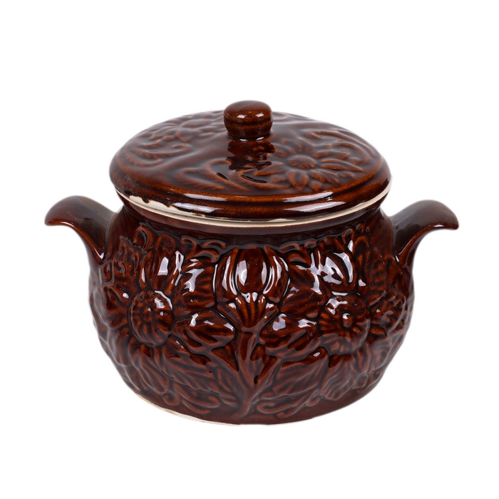 Горшок для печи, ORIENS, Керамика, С крышкой, Весна, Коричневый