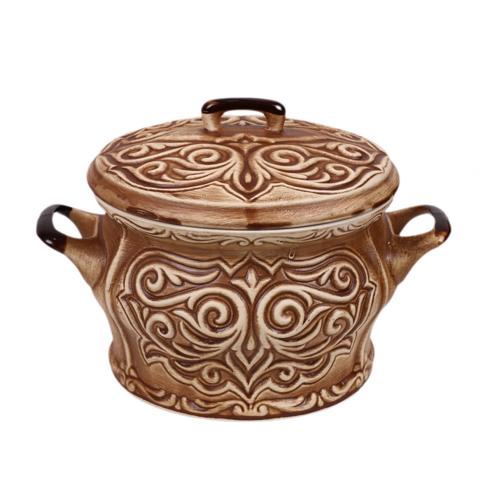 Oala cuptor, ORIENS, Ceramica, Cu capac, Maro