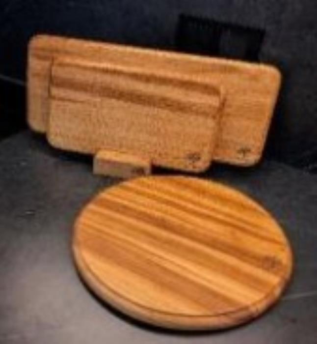 Set of 3 cutting boards on a stand, WOODEN, 3 pieces, Wood
